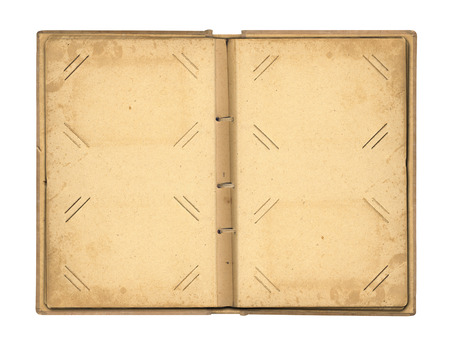 Open photoalbum with ribbon for photos on the isolated white background の写真素材