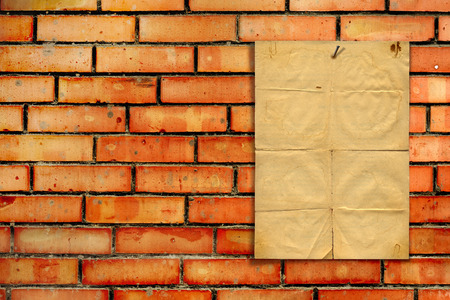 Set of old archival papers and vintage postcard on the brick backgroundの写真素材