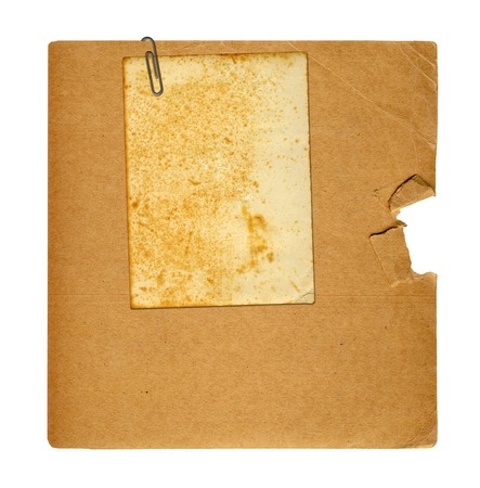 Set of old archival papers and vintage postcard isolated on white backgroundの写真素材