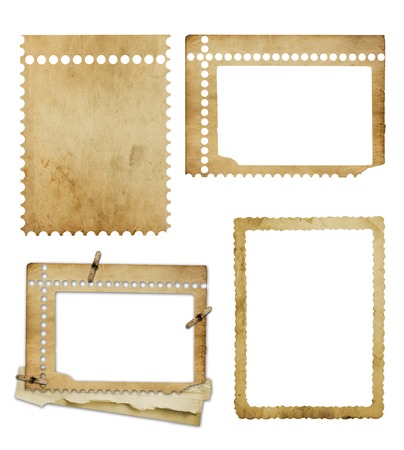 Set of old photo paper texture isolated on white backgroundの写真素材