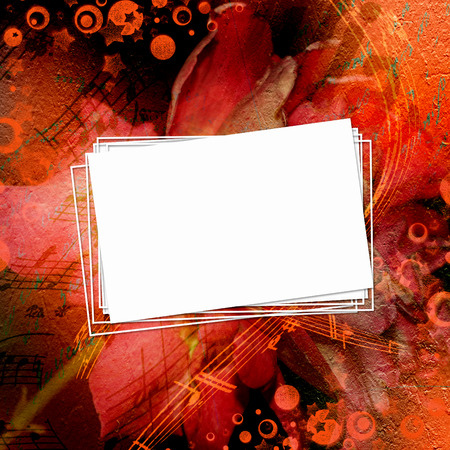 Abstract beautiful background in the style of mixed media with floral ornament, words and figuresの写真素材