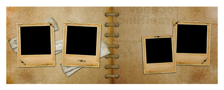 Set the old paper slides for photos on rusty abstract background