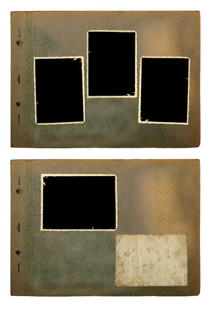 Set of vintage photoalbum for photos on white isolated background の写真素材