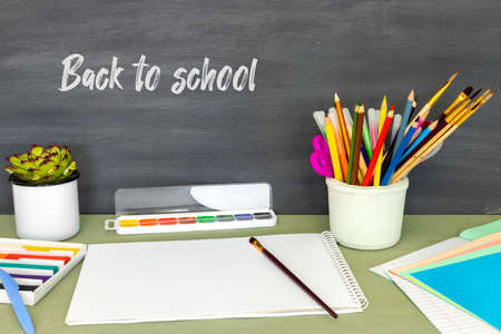 Back to School background with place for text. Horizontal banner for web design. Collection of...