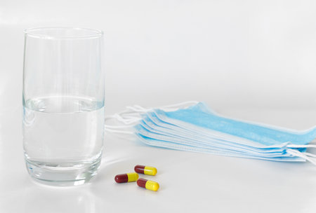 Coronavirus, personal protective equipment. Medicines for the virus and flu. Medical mask, medicine....
