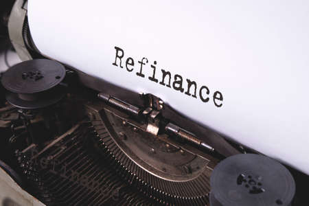 Refinance text typed words on a vintage typewriterの写真素材