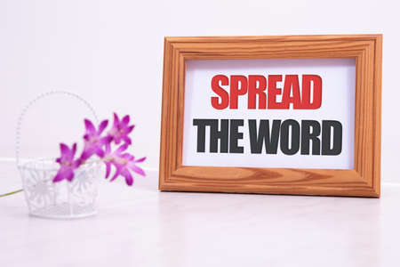 Word writing text Spread The Word. Business concept for Run advertisements to increase store sales many foldの写真素材
