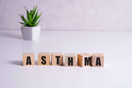 Word Asthma made with wood building blocksの写真素材