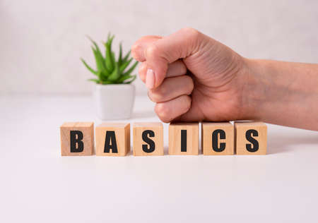 BASIC word made with building blocks on whiteの写真素材