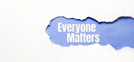 Everyone Matters text on paper. Word Everyone Matters on torn paper. Concept Image.の写真素材