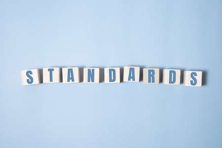 Standards Word Written on Wooden Cubes. Policies concept.の写真素材
