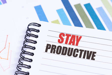 Text Stay Productive on white paper sheet on the diagram. Business conceptの写真素材