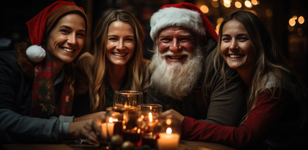 happy american couple with christmas tree at homeの素材
