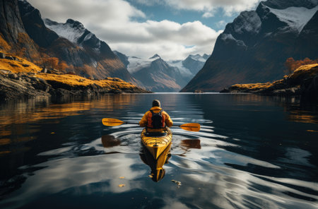 Kayaking the concept of active recreation in travel. AI generated, human enhancementの素材