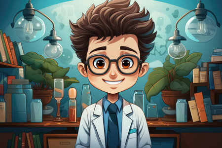 flat Human doctor cartoon character, ai technologyの素材