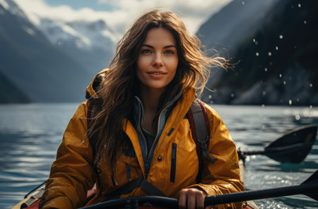 Kayaking the concept of active recreation in travel. AI generated, human enhancementの素材