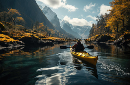 Kayaking the concept of active recreation in travel. AI generated, human enhancementの素材