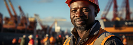 logistics coordinator managing harbor operationsの素材