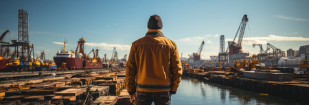 logistics coordinator managing harbor operationsの素材