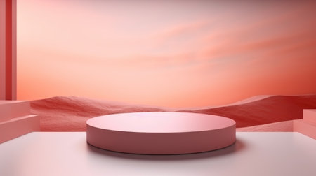 Abstract scene background. podium. Product presentation, mock up, show cosmetic product, Podium, stage pedestal or platformの素材