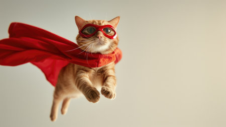 Superhero Cat Flying in color Capeの素材