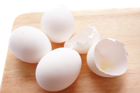 Eggs on the wood board