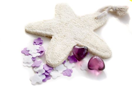 Soap and bast from on the white background. の写真素材