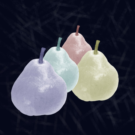 Color pears on a blue background