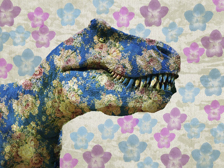 Dinosaur on a floral patternの写真素材