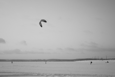 Winter frozen lake landscapeの写真素材