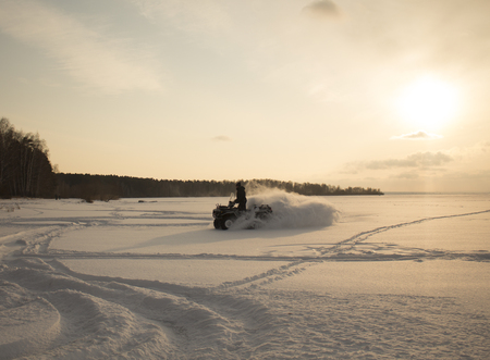 Winter frozen lake landscapeの写真素材