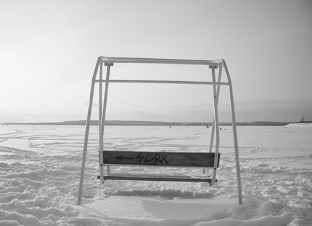Winter frozen lake landscapeの写真素材