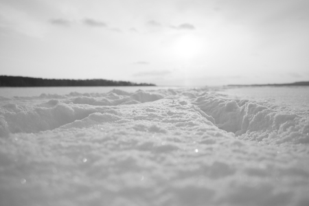 Winter frozen lakeの写真素材