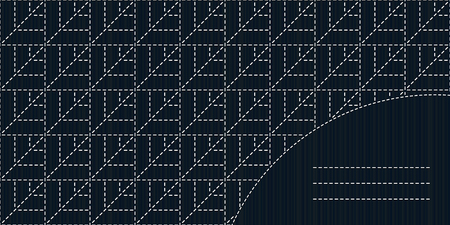 Simple sashiko ornament with copy space for text. Japanese needlework card. Text frame. Antique japanese fancywork. Simple motif.のイラスト素材