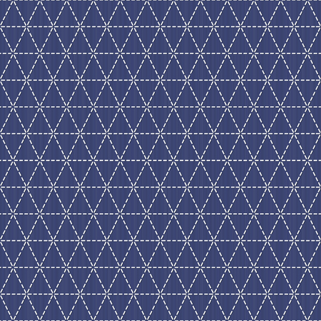 Weaving. Japanese sashiko motif. Seamless pattern. Abstract backdrop. Needlework texture. Traditional Japanese Embroidery Ornament. Vintage sasiko. For decoration or printing on fabric. Pattern fills.のイラスト素材