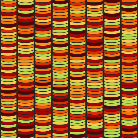 Stylized Seamless texture with multicolored waves. Bright orange Pattern for decoration or background. Based on Traditional African Ornamental Pattern.のイラスト素材