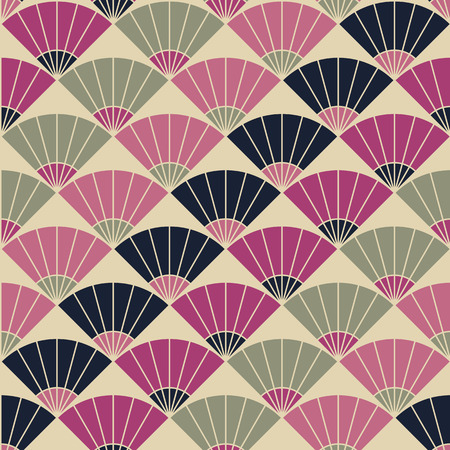 Abstract fan backdrop. Based on Traditional Japanese Embroidery. Colorful Seamless pattern. Based on Sashiko stitching - uchiwa.のイラスト素材