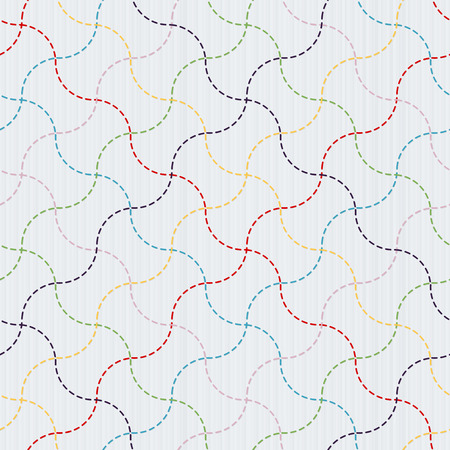 Traditional Japanese Embroidery Ornament  with colorful waves. Vector seamless pattern.のイラスト素材