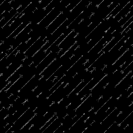 Grunge arrows background. Dark seamless pattern. Black and white colors. Contrast scratched backdrop. Plain backdrop for wallpaper, web page background or surface texture. Pattern fills.のイラスト素材