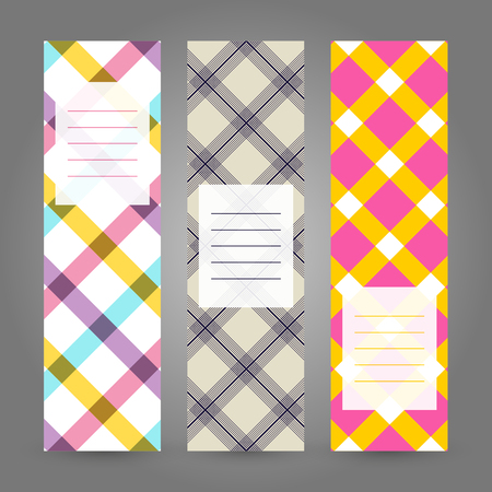 Set of Vertical Tartan  Banners. Abstract Geometric ornaments.のイラスト素材