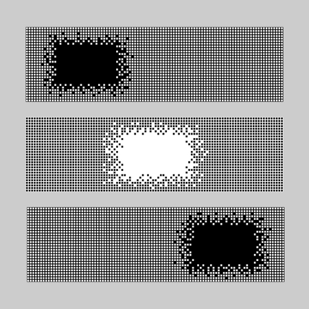 Set of Horizontal Pixel Banners. Abstract Geometric template with copy space for text. Simple Illustration for print, flyer or leaflet. Text frame. Can be used for invitation, postcard or poster.のイラスト素材