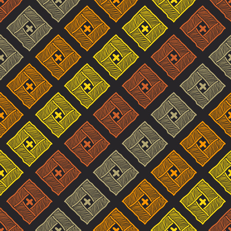 Abstract warm colored background. Seamless pattern. Abstract yellow and orange texture. Square element. For wallpaper, pattern fills, web page backdrop.のイラスト素材