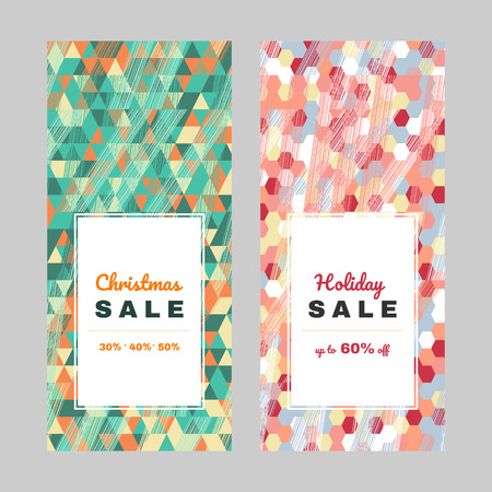 Holiday offer, Shopping discount design, Abstract graphic background, Colorful flyer design, Discount offer, Christmas or New Year postcard, Frame, leaflet or web banner.のイラスト素材