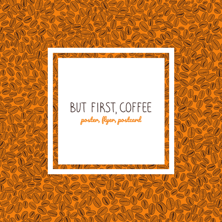 Roasted coffee beans patter frame design.のイラスト素材