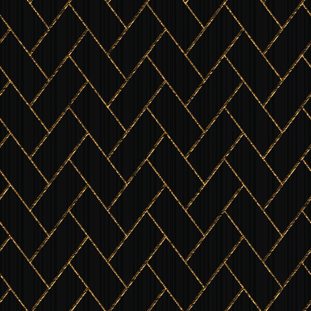 Asian motif. Seamless pattern based on japanese sashiko. Scratched golden ornament on the black background. Abstract backdrop. Simple texture for web-page background, decoration or pattern fills.のイラスト素材