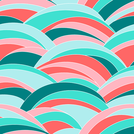 Abstract wavy texture. Colorful backdrop. Seamless pattern. Bright pink and green colored waves. For web-page background, texture or decoration.のイラスト素材