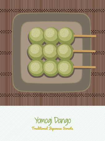 Traditional japanese sweets on the plate. Vector illustration.のイラスト素材