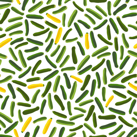 Organic vegan food Seamless pattern. Green and golden zucchini Vector illustration.のイラスト素材