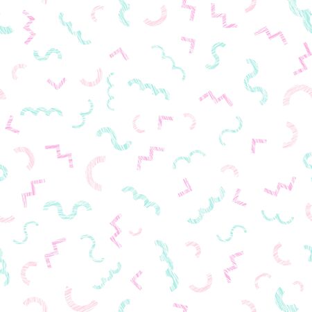 Arrows and waves. Abstract seamless pattern. Shapes and symbols. Scratchy texture. White background. Simple backdrop for decoration, wallpaper or handywork.のイラスト素材
