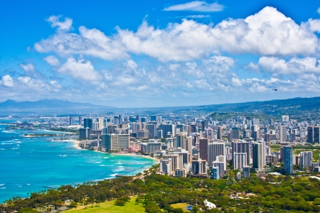 Beautiful Skyline of Oahu,Hawaiiの写真素材